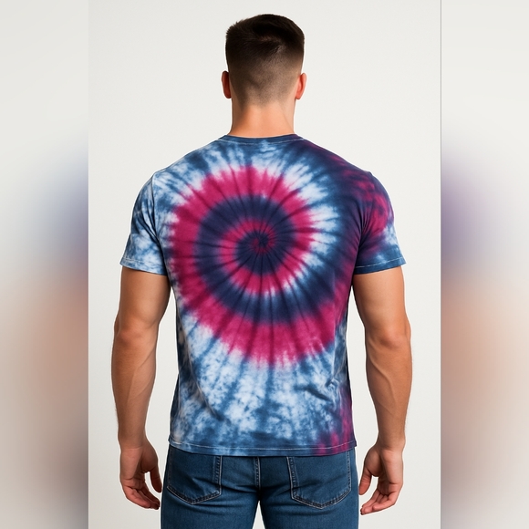 Fun Tie Dye Mens Large Spiral Design Tee Shirt - Picture 3 of 3